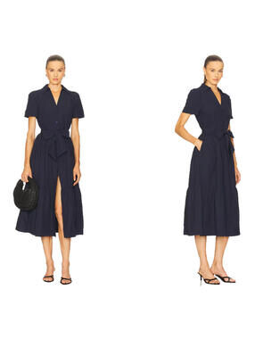 Brochu Walker ALINA DRESS with pockets belt navy size XS NWT $368msrp